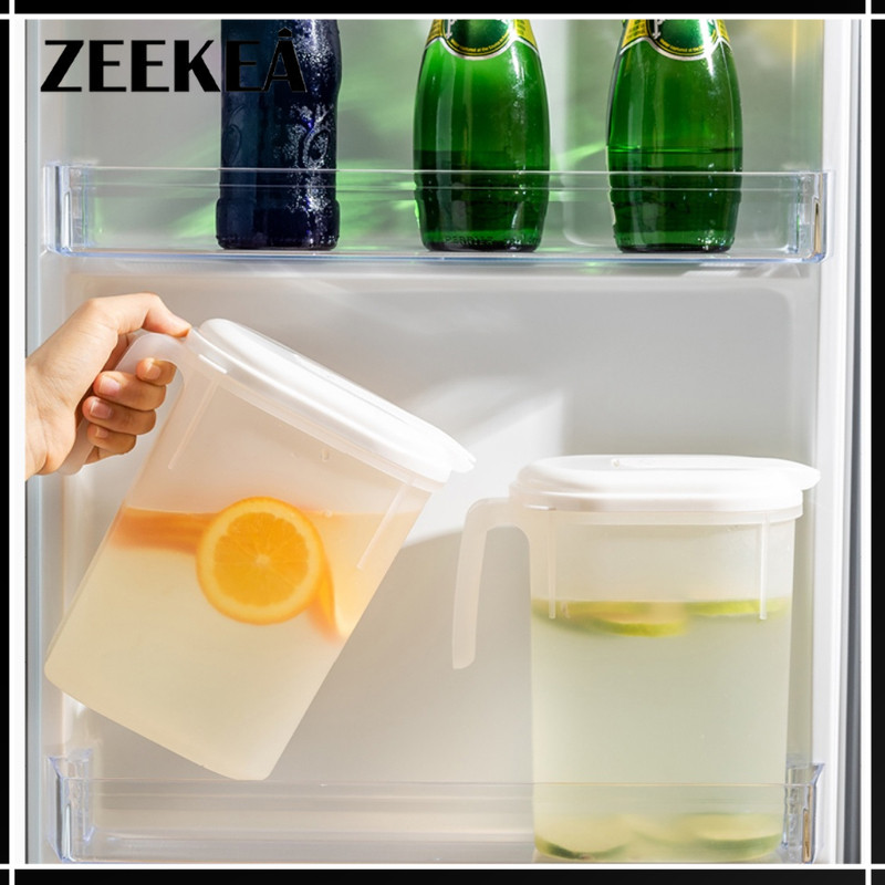 Zeekea Fridge Door Water Jug with Handle Plastic Pitcher with Flip Top ...