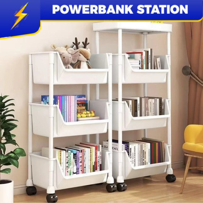 PSB_ Storage Rack With Wheels Movable BookShelf Rack Multi-Layer Book ...