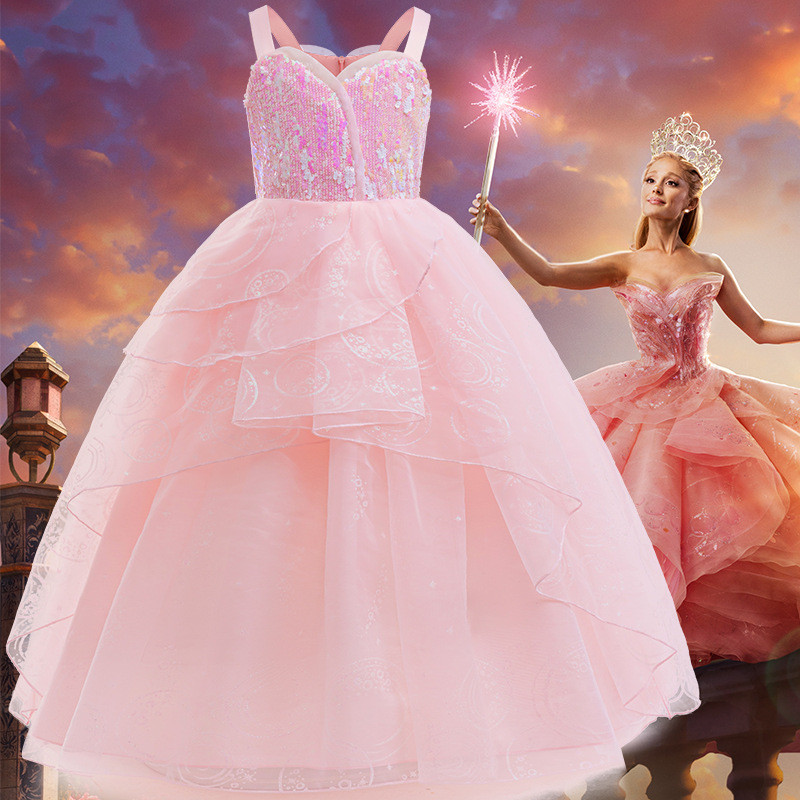 Girl Wicked Glinda Dress Up Costume Girls Sequins Pink Wedding Princess Evening  Dress Costume Halloween Costumes Birthday Party | Shopee Malaysia