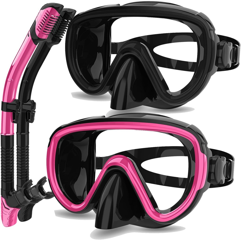 Bairuifu 2 Packs Dry Snorkel Mask Set Snorkeling Gear for Adults Scuba ...