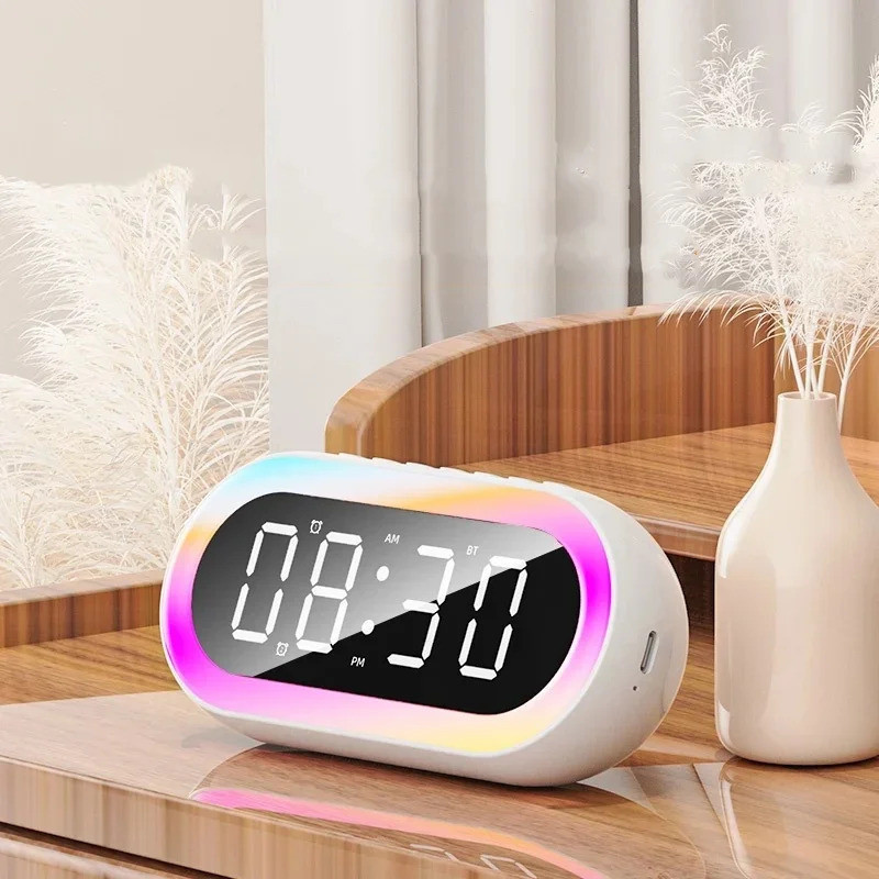 Rechargeble Alarm Clock RGB Mood Light 2 Alarm Loud Volume Wireless ...