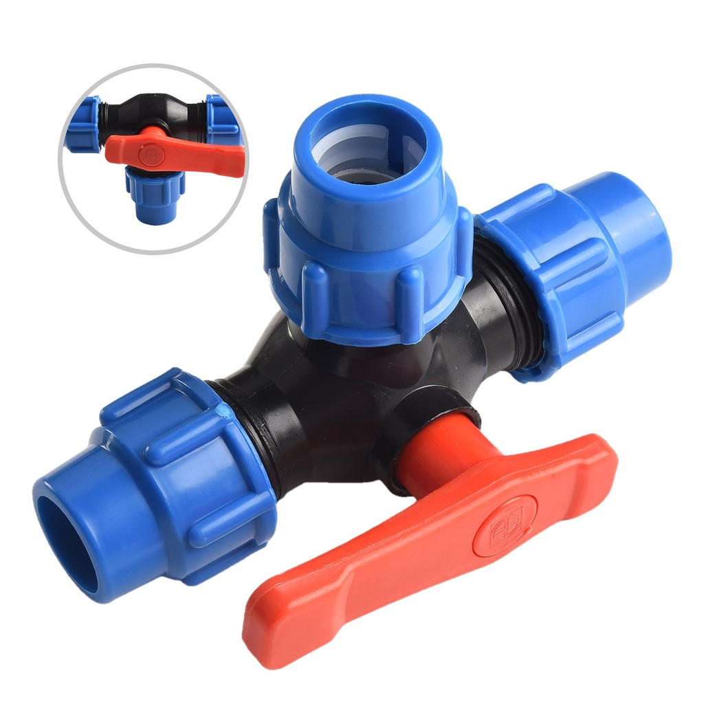 PE Pipe 3-Way Ball Valve 20/25/32/40/50mm Plastic Valve Ball Valve ...