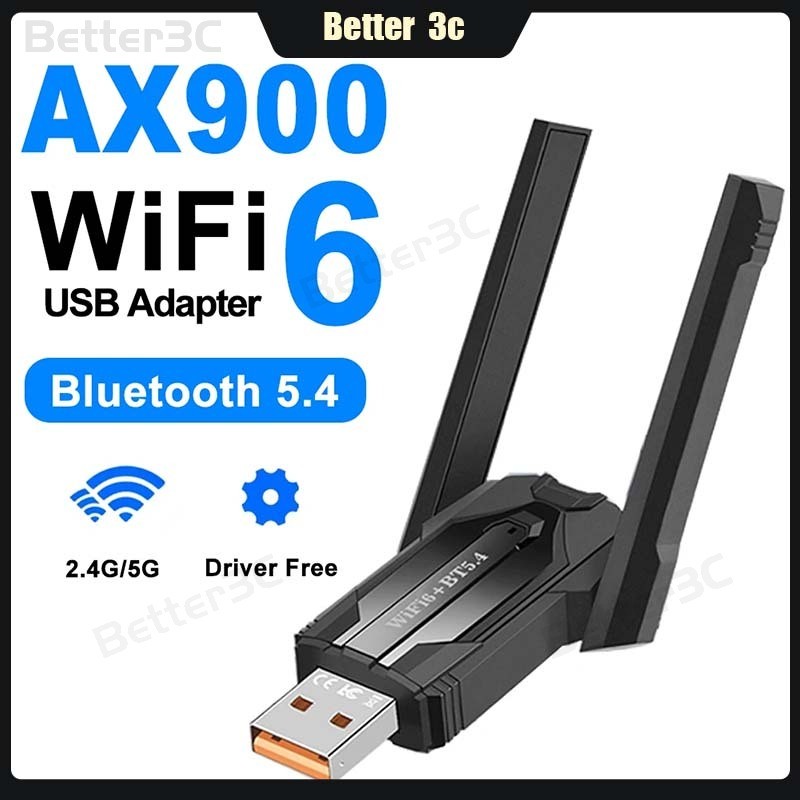 AX900 USB WiFi 6 Bluetooth 5.4 Adapter 2in1 Dongle Dual Band 2.4G&5GHz Network Wireless Receiver DRIVER FREE For Windows 10/11