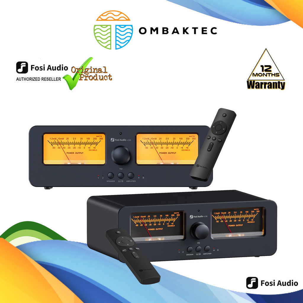 Fosi Audio LC30 Amplifier Speaker Switcher 2-in-2 Out Dual Analog VU ...