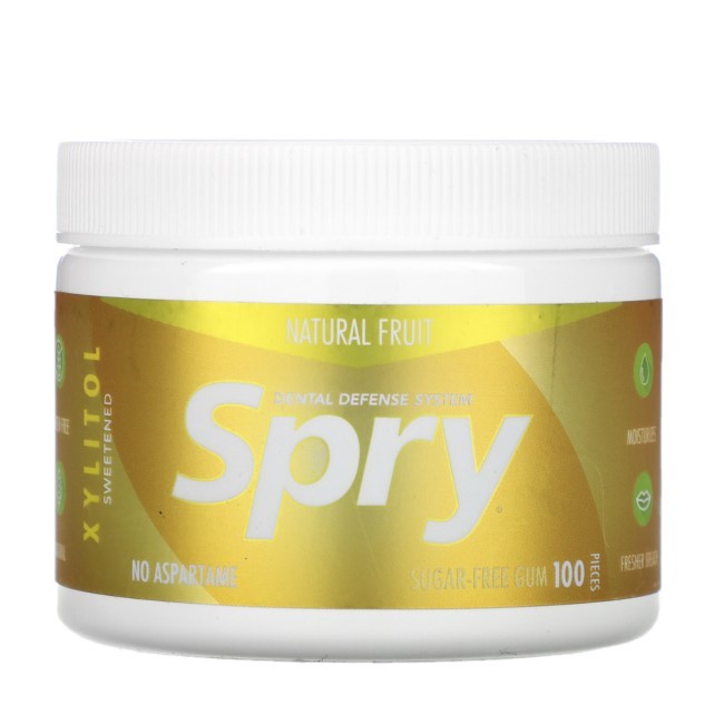 Spry Natural Bubblegum Flavored Chewing Gum, Xlear, Sugar Free, 100 Pieces