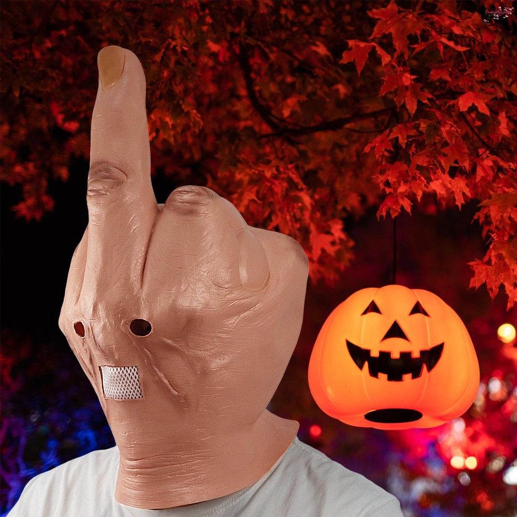 Creepy Fingers Mask Latex Spoof Middle Finger Cosplay Costume Mask ...