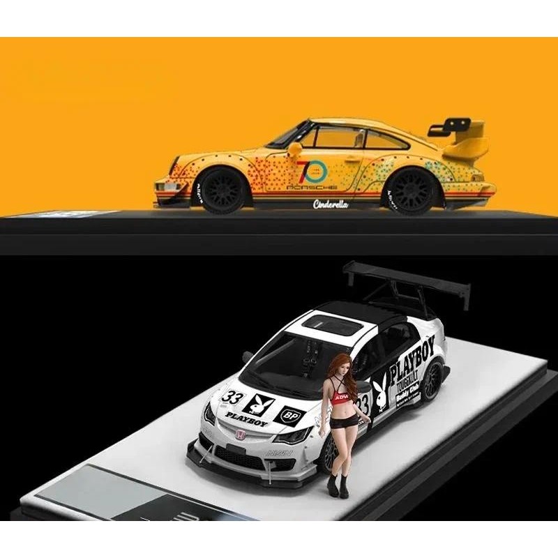 BSC 1:64 Porsche RWB964 GT Rear Wing Honda Civic Type R FD2 Alloy Car ...