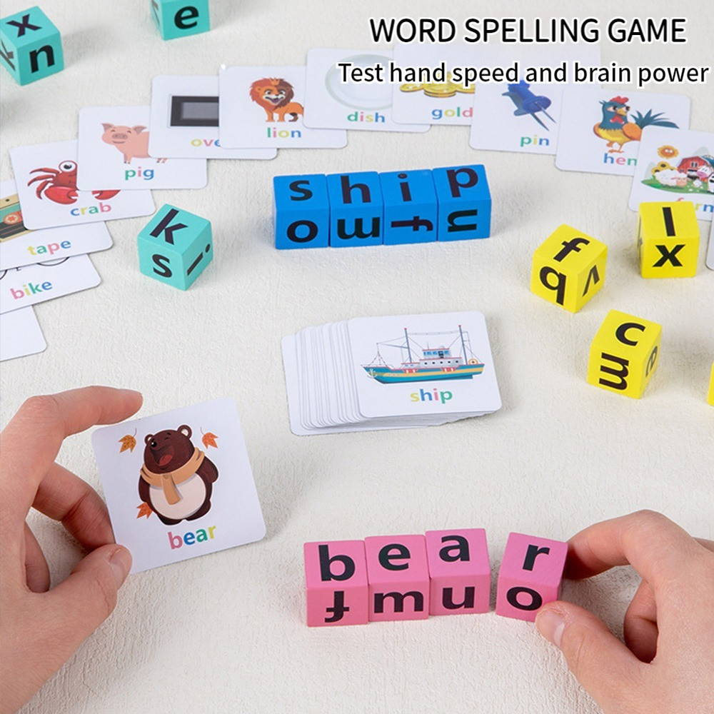 Letter Spelling Block Flash Cards Game English Words Early Learning ...