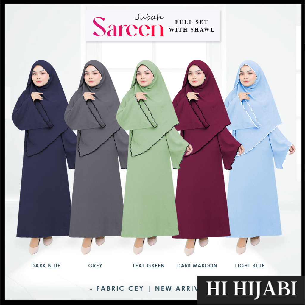 Suit Jubah Muslimah Set Baju Labuh Umrah Haji Wanita Ironless Cutting ...