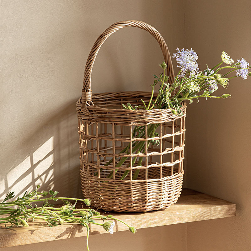 Mandyhome Wicker Portable Fruit Basket Ginger Garlic Rattan Retro ...