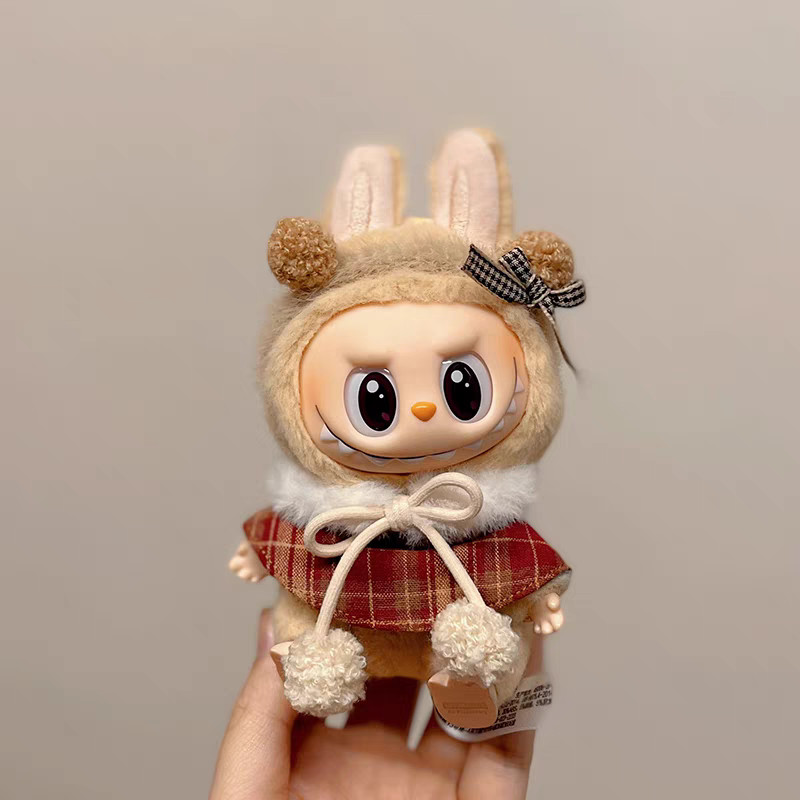 Labubu Sitting Party Macaron 2nd Gen Vinyl Doll Plaid Plush Cloak ...