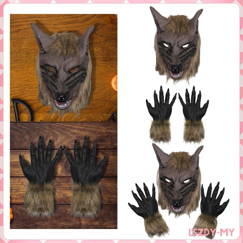 Jeyiour 6 Pack Halloween Werewolf Costume Set Adult Top Sleeveless Werewolf Hood Wolf Gloves Tail Leg Sleeve Fangs For Party Medium For Sale | Phoenix, AZ | Nellis Auction