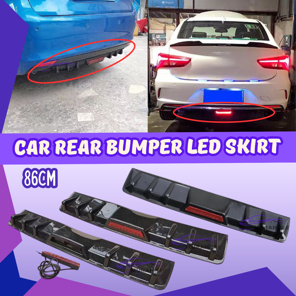 Universal 86cm Car Rear Bumper Led Chassis Spoiler Shark Deflector ...