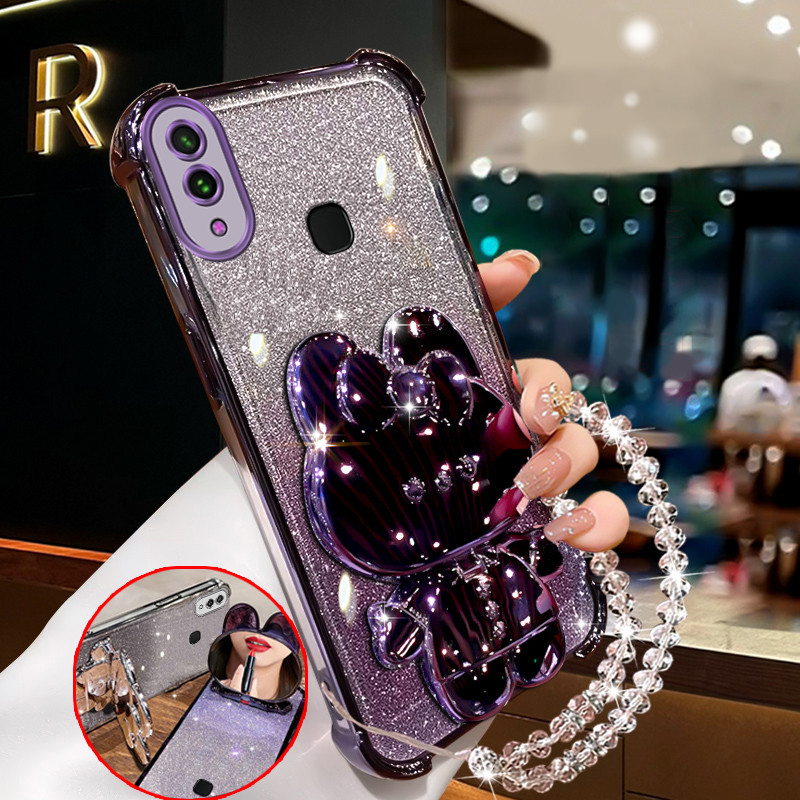 Glitter Vivo Y11 Aesthetic Case Dreamy Blue Purple Butterfly