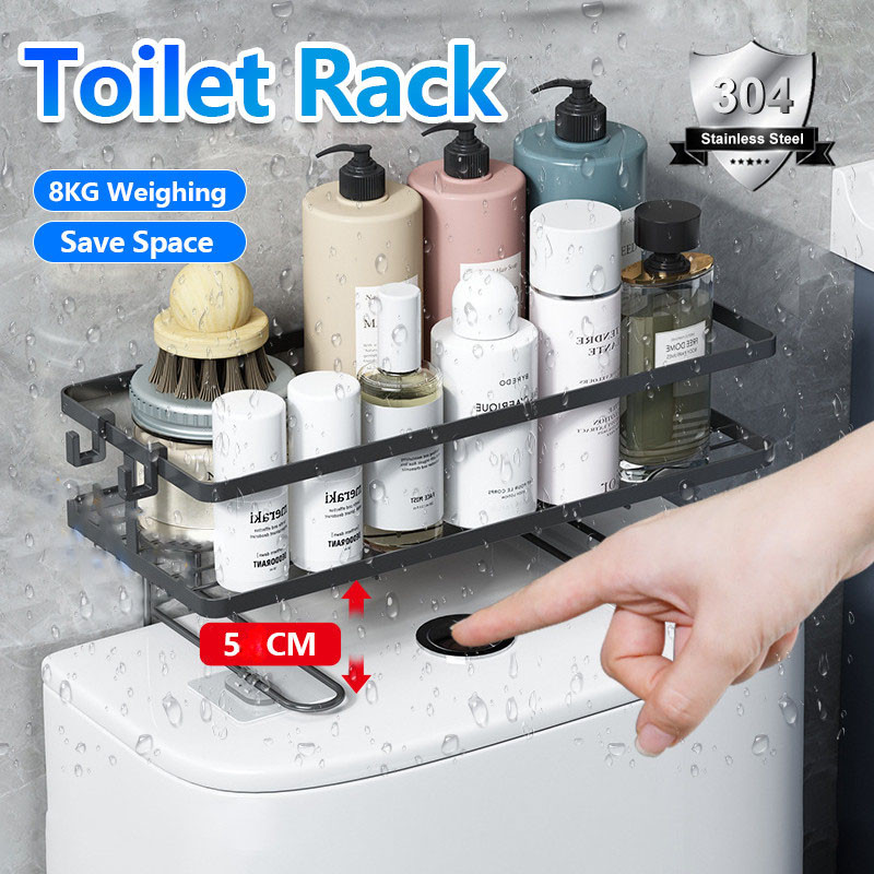 Toilet Rack Stainless Steel Toiletries Bathroom Storage Organizer Shelf ...