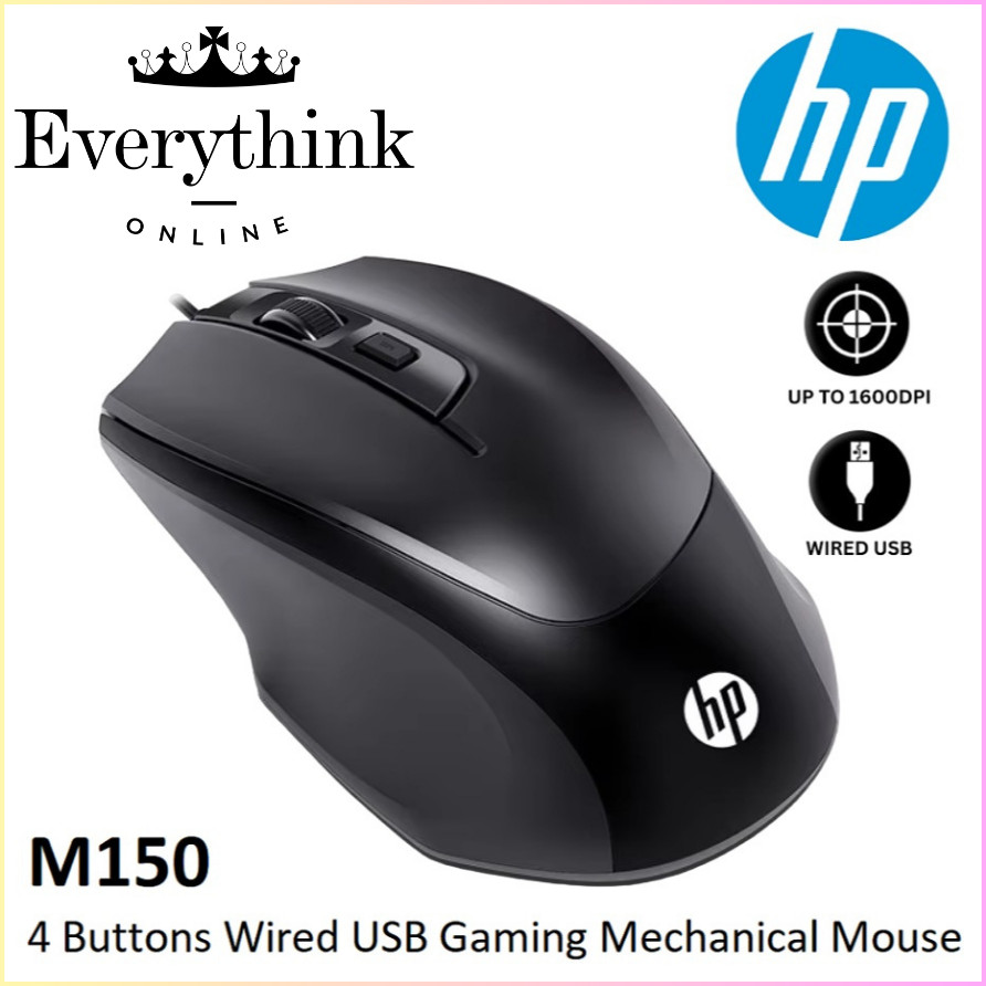 HP M150 ENTRY LEVEL USB WIRED OPTICAL SENSOR GAMING MOUSE 4 BUTTONS ...