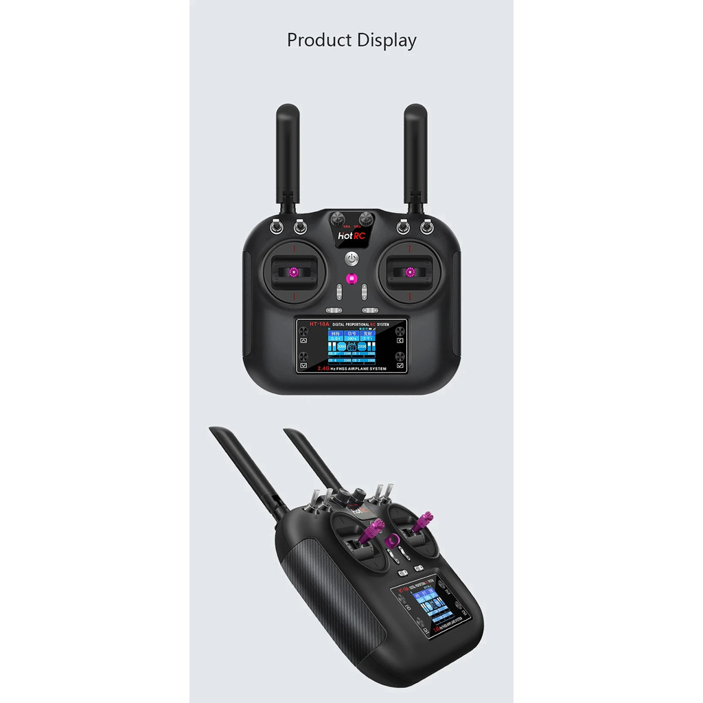 HOTRC HT-10A RC Transmitter 10CH 2.4G 1.7Inch Screen With F-10A ...