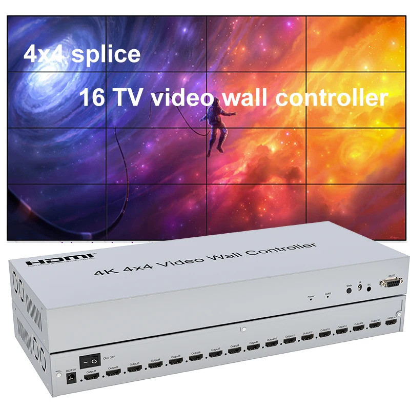 16 Channel HDMI Video Wall Controller 4x4 1080P 60Hz out TV Splicing Display 2x6 2x5 3x4 ...