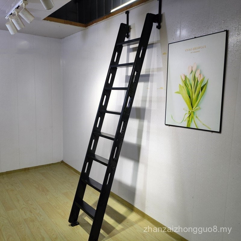 Indoor loft Solid Wood Ladder Household Storage Retractable Folding ...