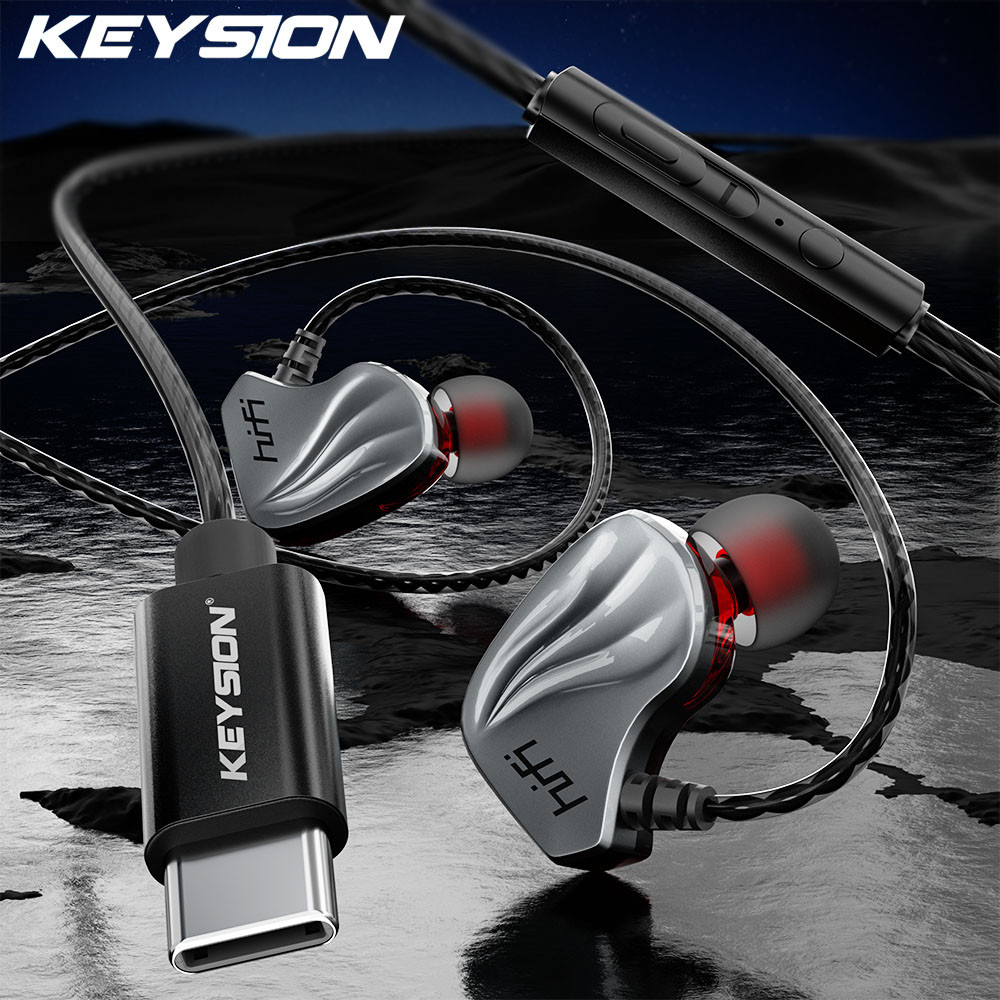 KEYSION Type-C DAC Earphone In-ear Headphone HIFI Surround Bass Stereo ...