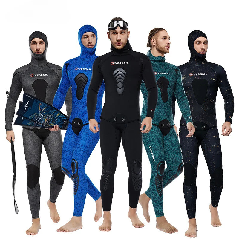NEW 3mm Camouflage Wetsuit Long Sleeve Fission Hooded 2 Pieces Of 