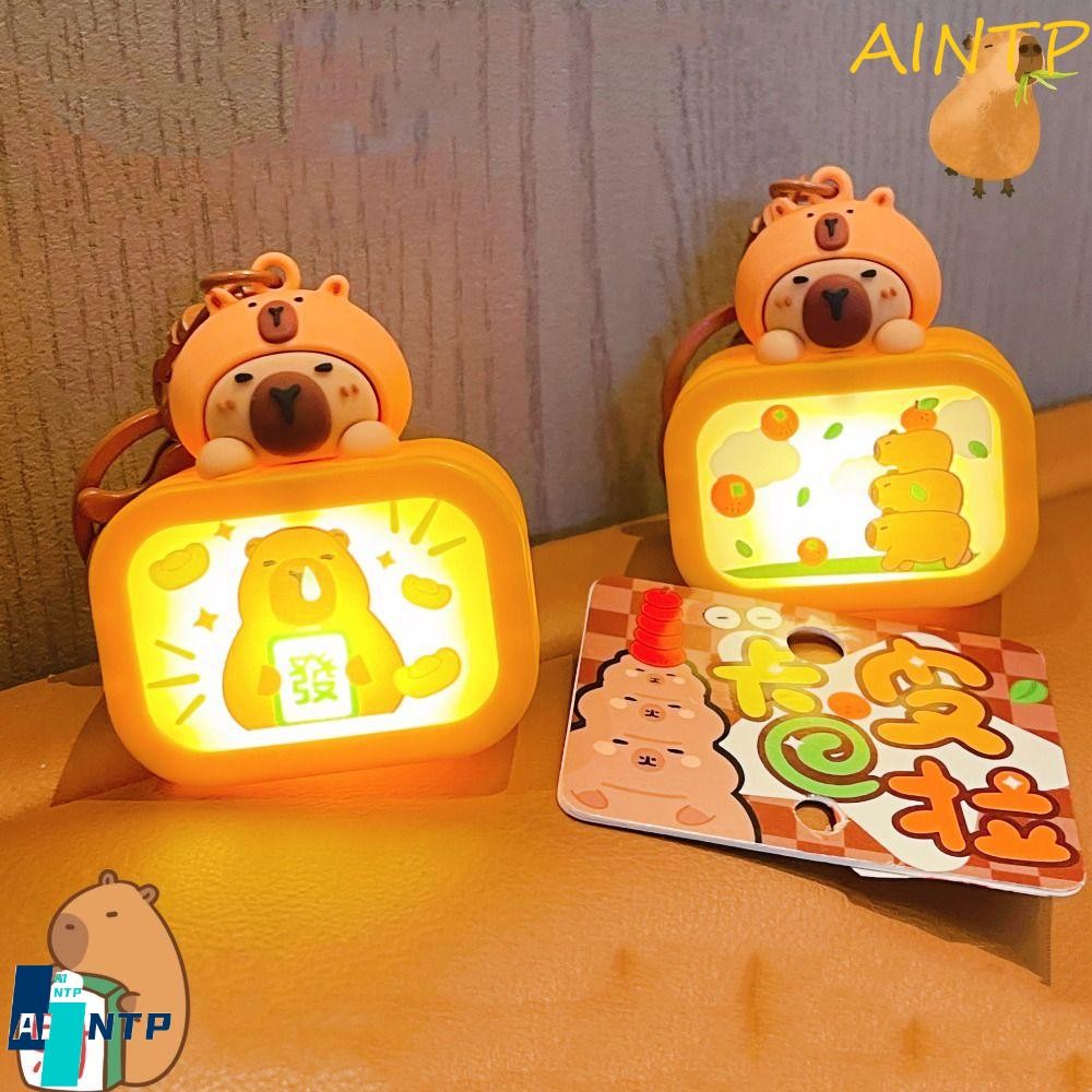 AINTP Capybara Pvc Keychain, Simulation TV Cartoon Flashing Light ...
