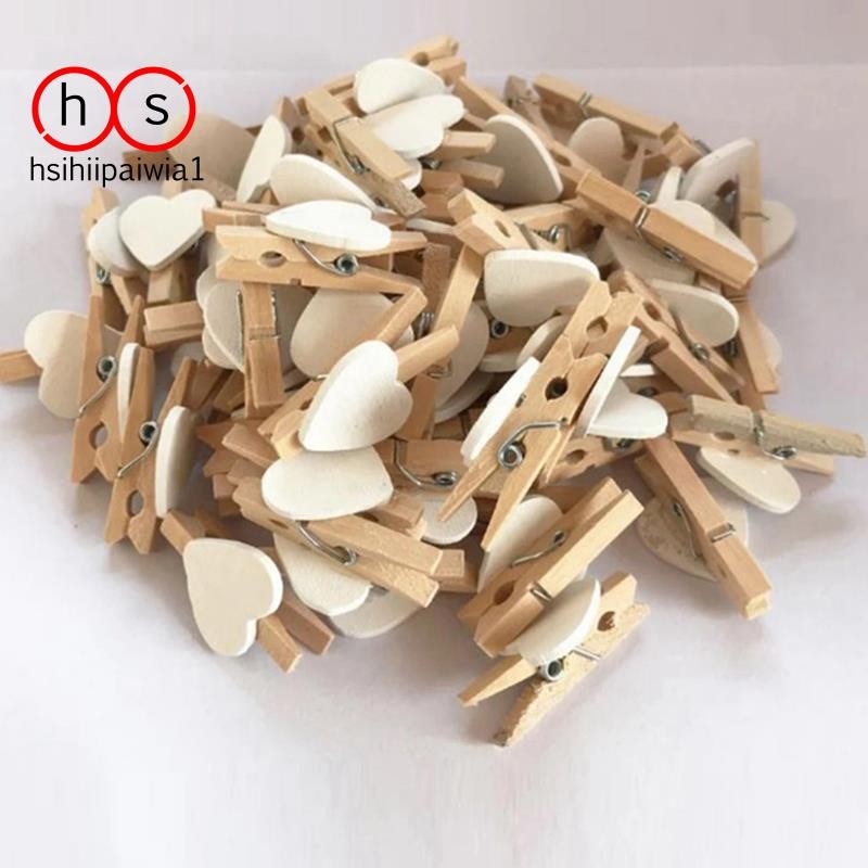 Heart Love Wooden Clothes Photo Paper Peg Pin Mini Clothespin Postcard ...