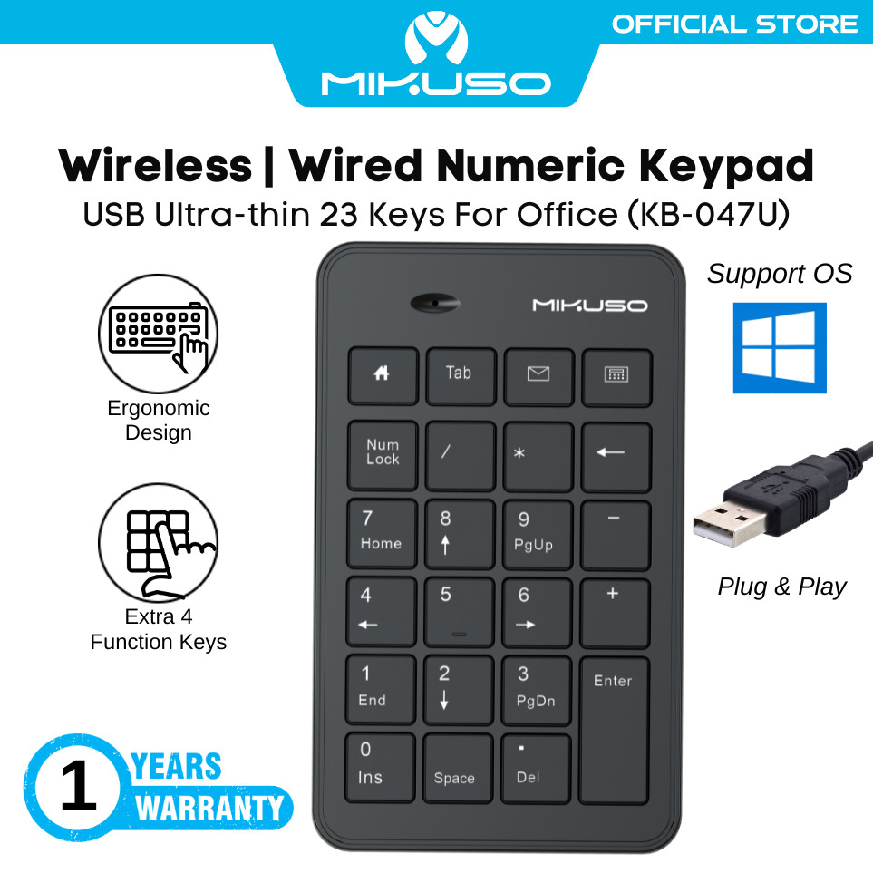 MIKUSO Pad Nombor Wireless USB Hotkey 23-Key KB-W047 | Numeric Pad ...