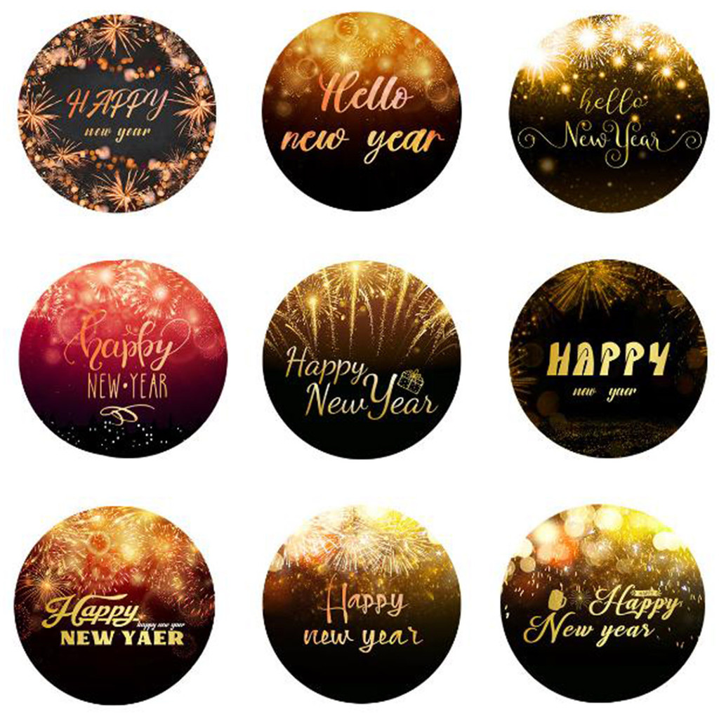 90pcs 2025 Happy New Year Sticker Round Labels Stickers For Cards Gift ...
