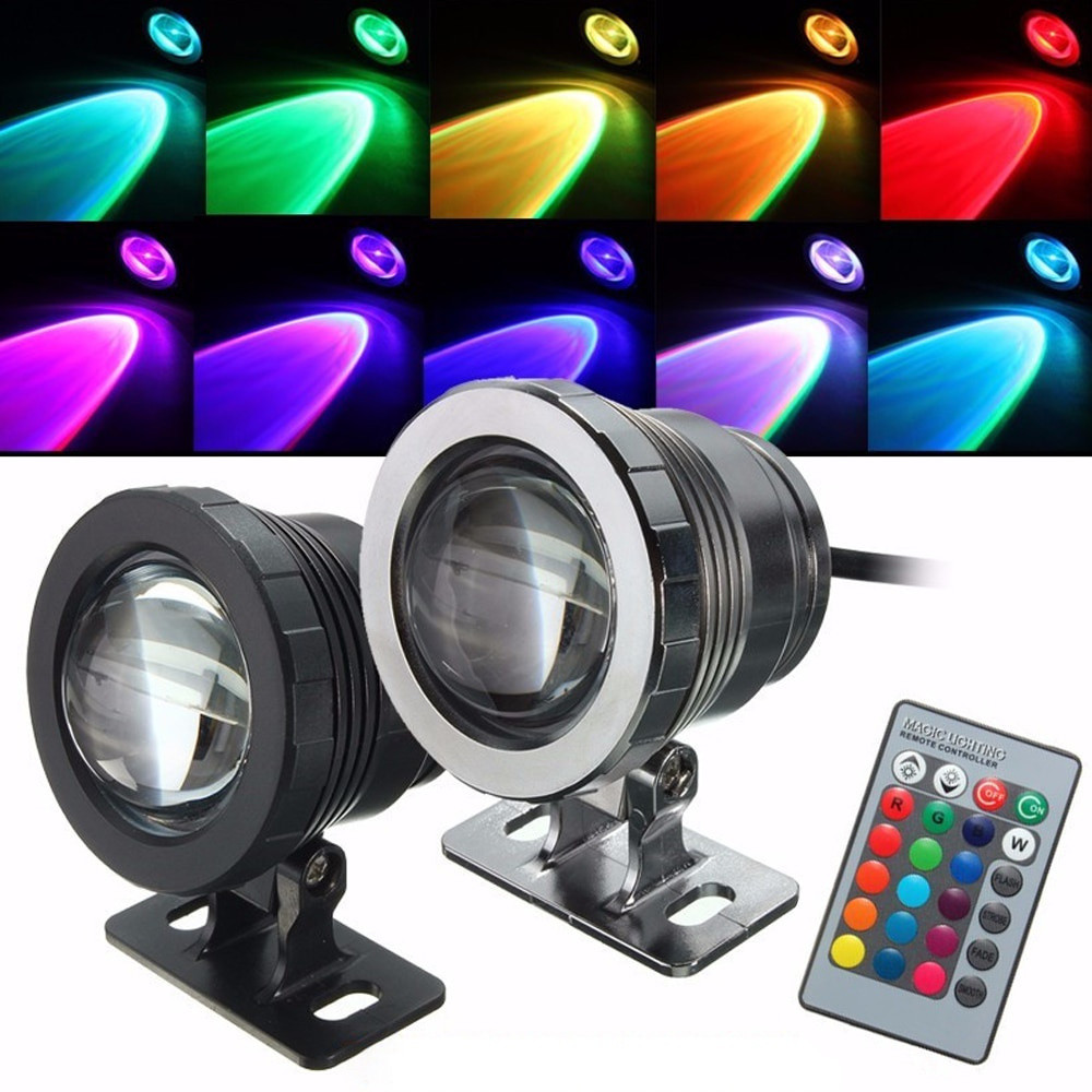 Waterproof RGB LED Flood Light Underwater Fountain Pool Pond Aquarium ...
