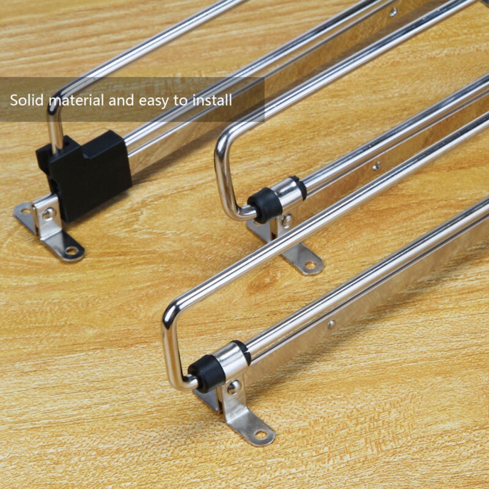 [HTW] Wardrobe Pull Out Clothes Hanger Rail Extending Rack Storage ...