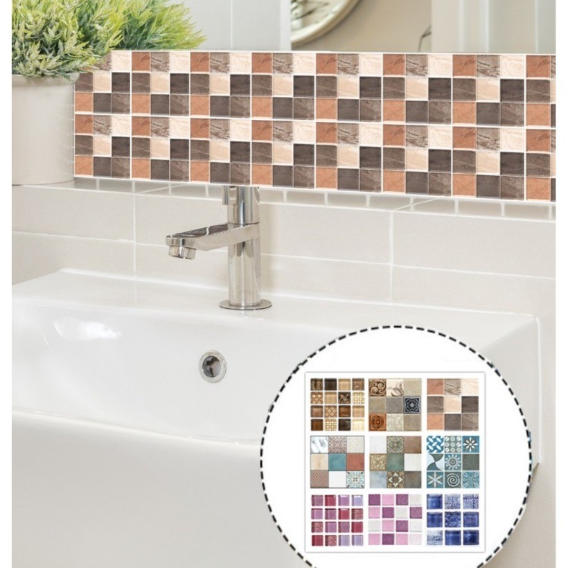 Humidity resistant 10x10cm Adhesive Bathroom Kitchen 3D Wall Decor ...