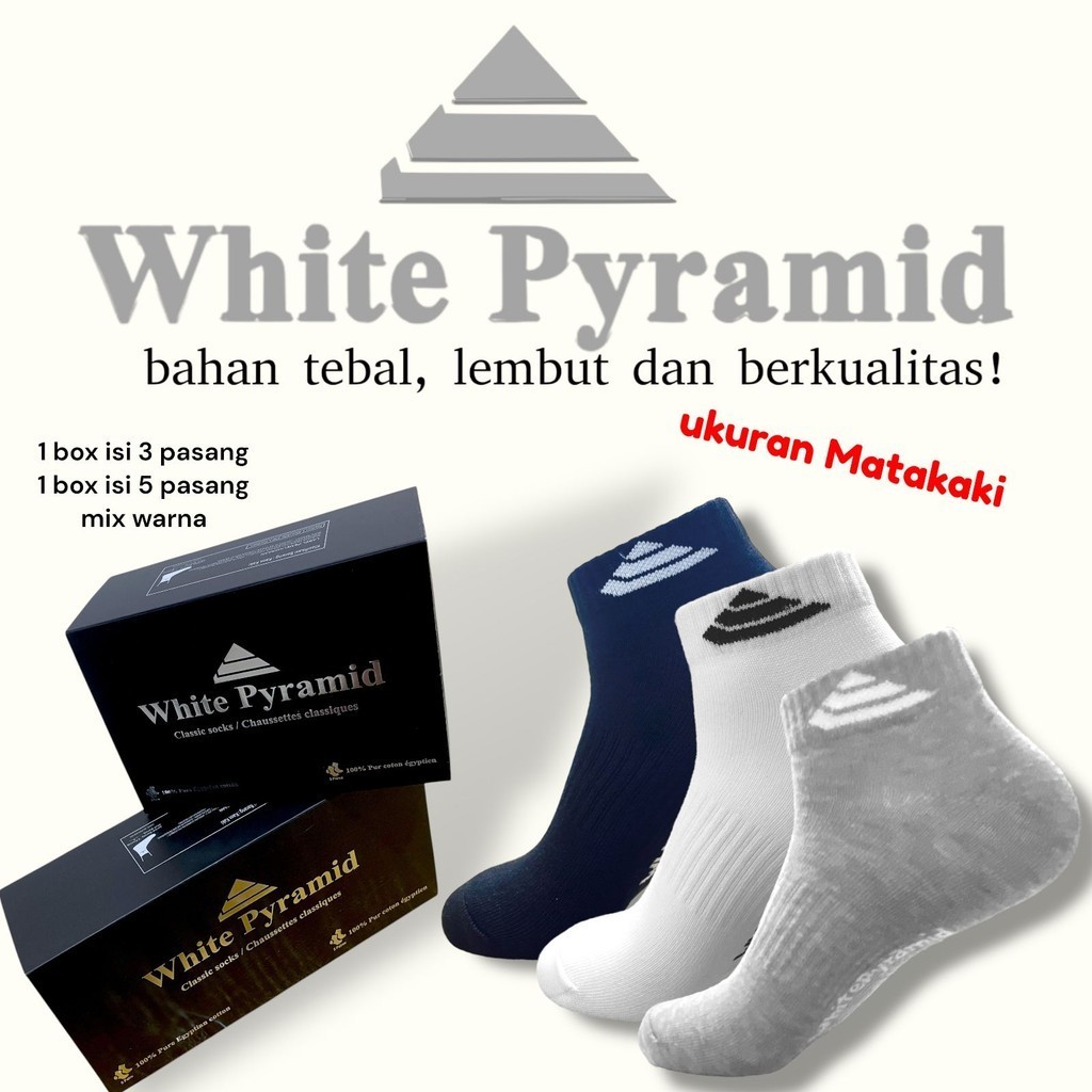 MATA ORIGINAL COTTON WHITE PYRAMID ANKLE SOCKS QUALITY GYM SPORTS ...