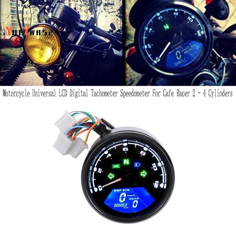 Motorcycle Universal LCD Digital Tachometer Speedometer Odometer ...