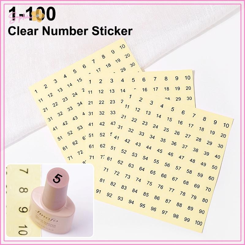 UVIGM> 3Sheets 1-100 Clear Number Sticker Label For Nail Polish Color ...