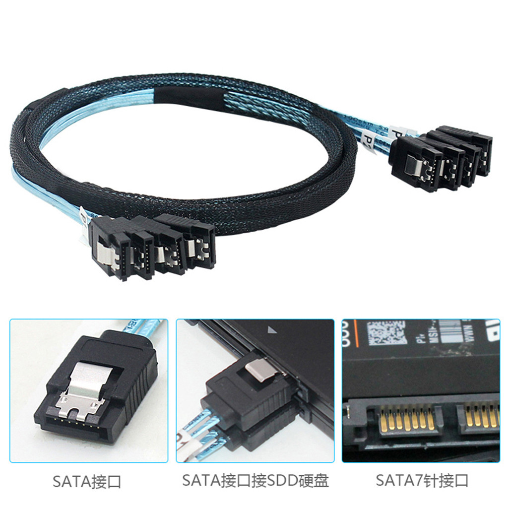 JMT 4/6/8 SATA To 4/6/8 Sata 4.0 7p Female 90/180 Degree With Braided ...