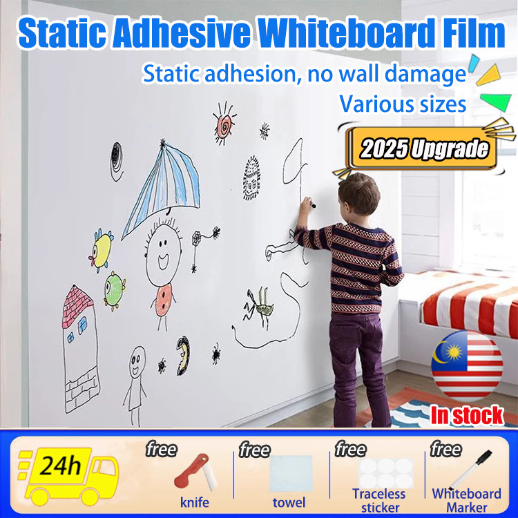 【New upgrades＆In stock】60cm /90cm / 120cm Static electricity Whiteboard ...