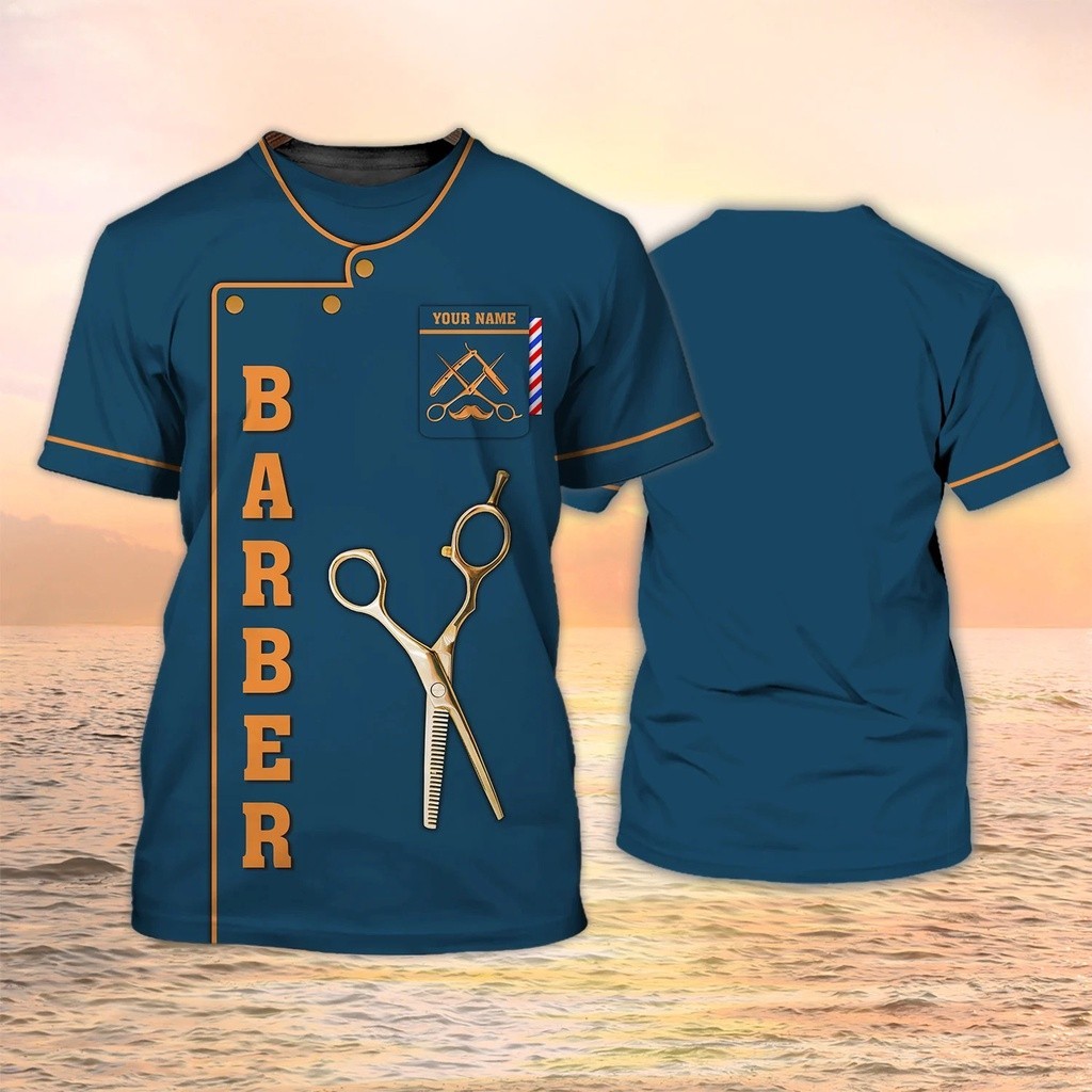 Latest Summer Men S T Shirt Barber Shop Customized Name 3d Printed T