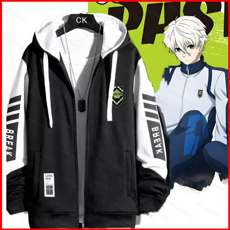 Sweat-Shirt à Capuche Zip Blue Lock Isagi Yoichi - Veste Hip Hop Unisexe Homme Femme Cosplay Anime