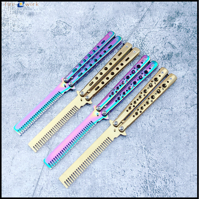 FIREWORK Foldable Butterfly Training Knife Not Edged Hollow Stainless ...