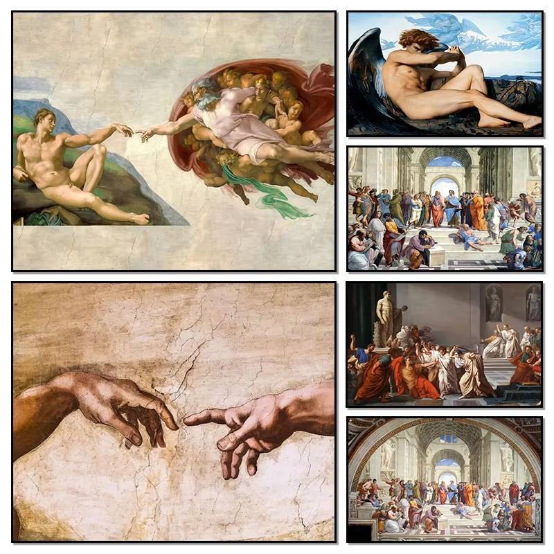 The Creation of Adam By Michelangelo Fallen Angel Posters Canvas ...