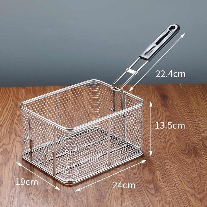 [Stainless Steel Sturdy] 8L Double Hook Stainless Steel Fry Basket Oil ...