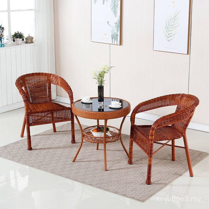 Mingqiang Rattan Chair Coffee Table Combination Balcony Small Table ...