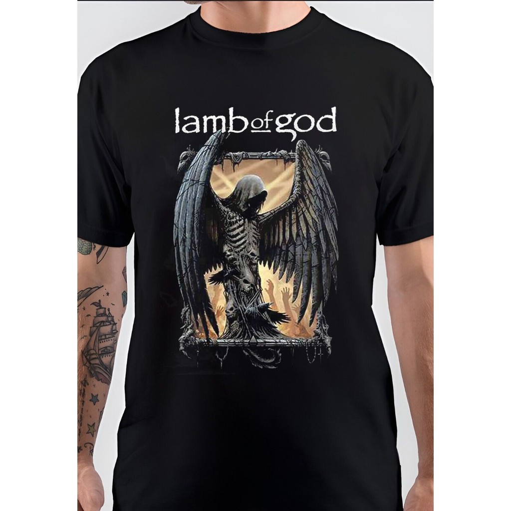 100% Cotton Metal T-shirt XL Lamb Of God 'Winged Death' T-Shirt - Black Band Tee In Extra Large Metal Music T-shirt XL - Foto 8