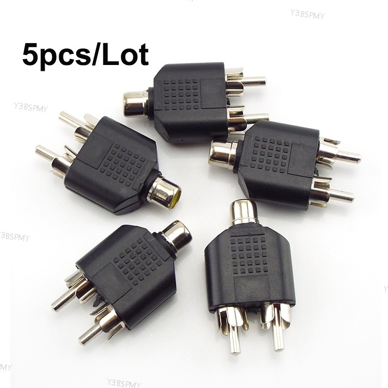 5pcs/lot RCA AV Audio Y Splitter Plug Adapter Male to Female RCA Female ...
