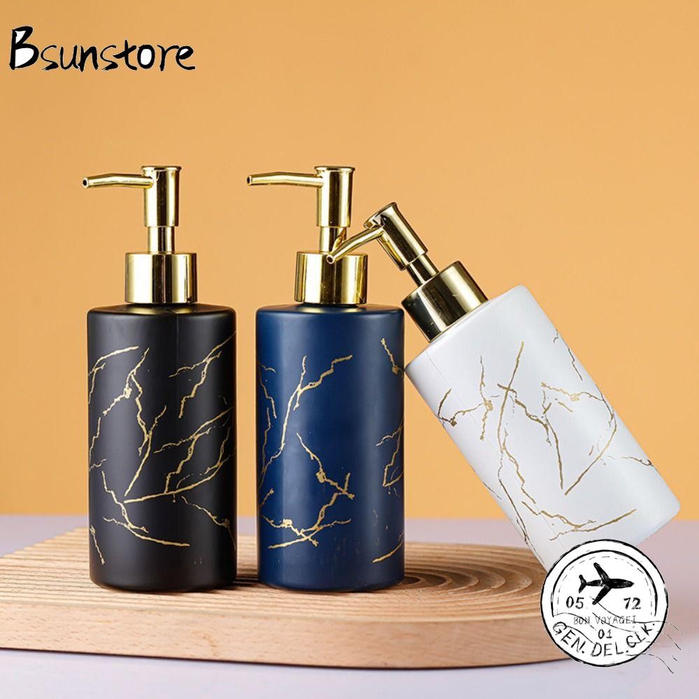 BSUNS1 Glass Emulsion Bottle, 350ML Marbling Bath Lotion Bottles ...