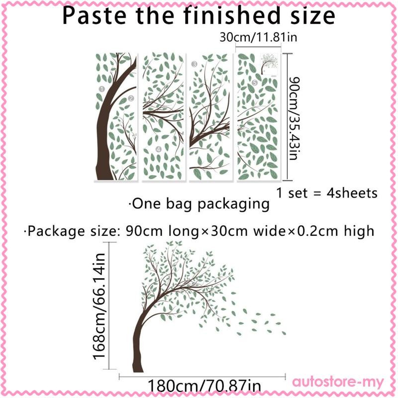 [AutostoreMY] Tree Wall Decals PVC Removable Easy to Peel Murals Wall ...