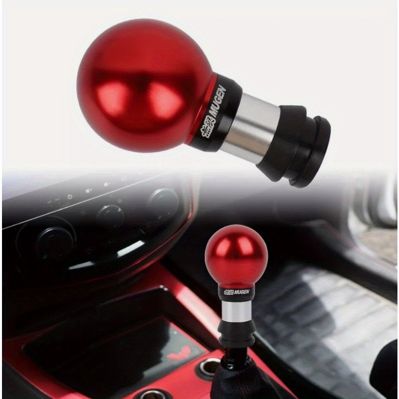 Universal JDM Mugen Round Ball Red Aluminum Automatic Gear Shift Knob ...