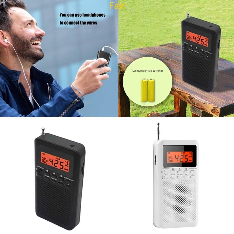Fair Pocket AM FM Radio Alarm Clock Digital Display with Headphone Port ...