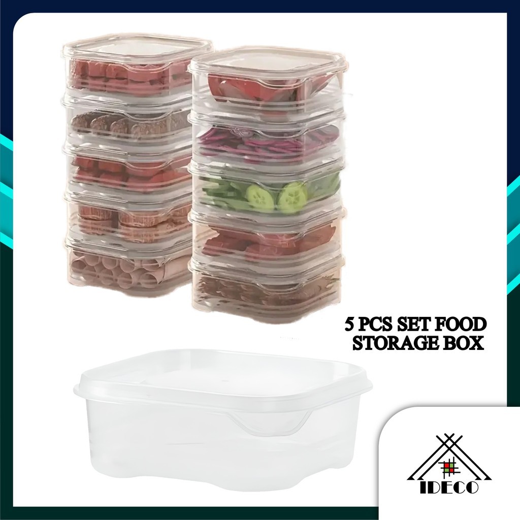 iDECO™ 5PCS Plastic Refrigerator Storage Box Transparent Freeze Meat ...